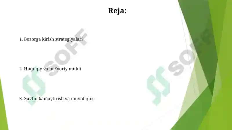 Bozorga kirish strategiyalari 2