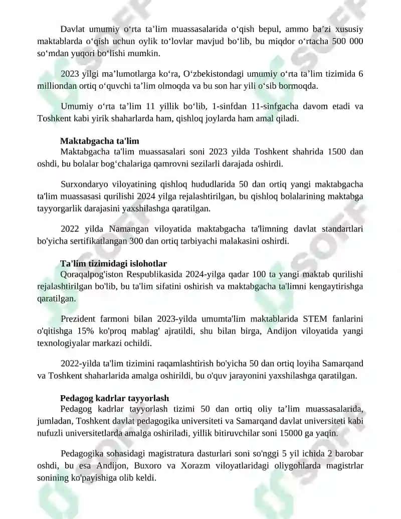 Oʻzbekistonda taʼlim tizimi 2