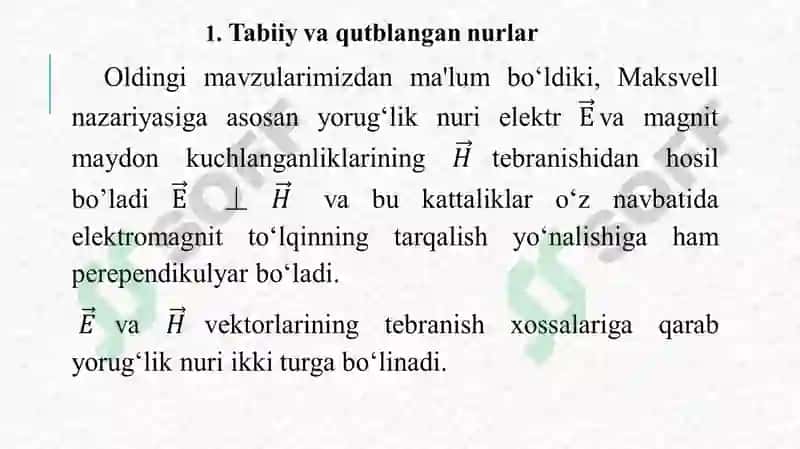 Yorug‘likning qutblanishi 2