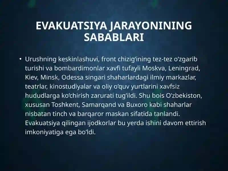 Evakuatsiya jarayoni 2