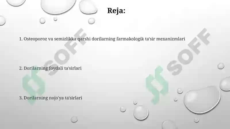Osteoporoz va semirishga qarshi dorilar 2
