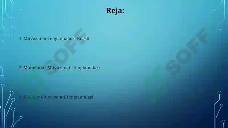 Impuls Muvozanati Tenglamalari 2