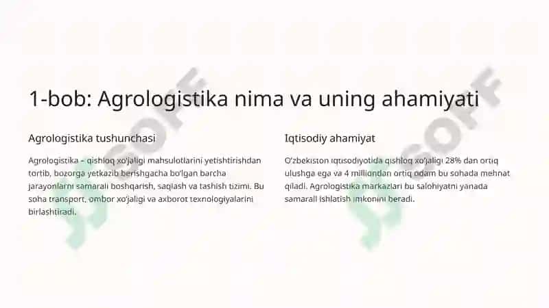 Agrologistika Markazlarini Rivojlantirish 2