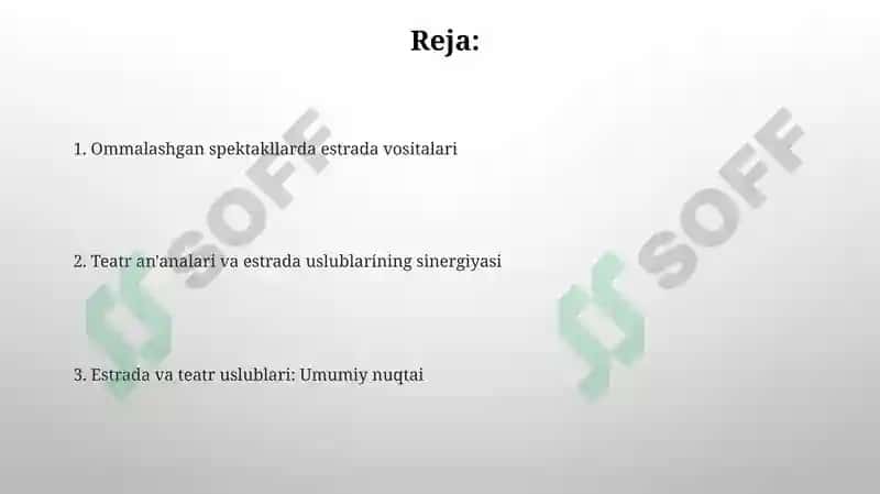 Teatr texnikalari va estrada uslublari 2