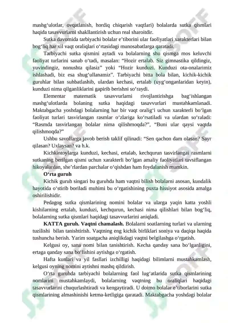 Bolalarda vaqt haqida tasavvurlarini shakillantirish 2