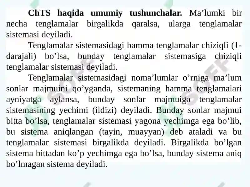 Chiziqli tenglamalar sistemasi 2