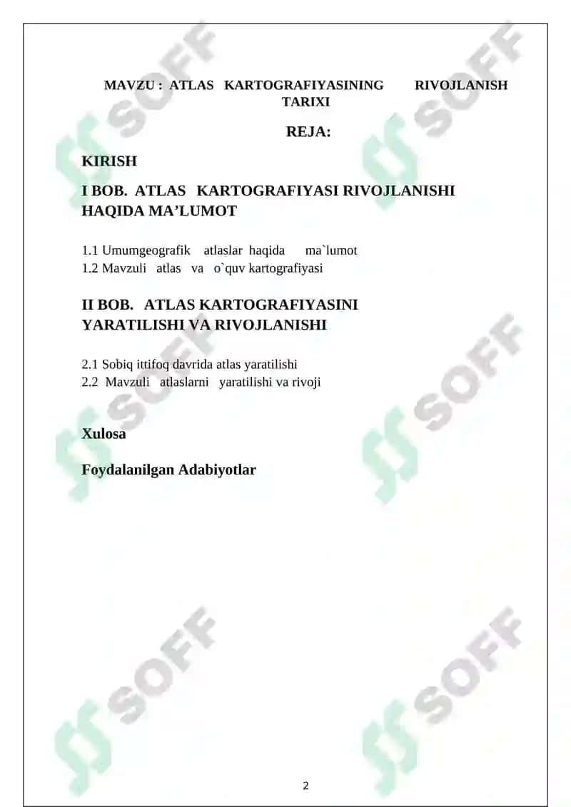 ATLAS KARTOGRAFIYASINING RIVOJLANISH TARIXI 2