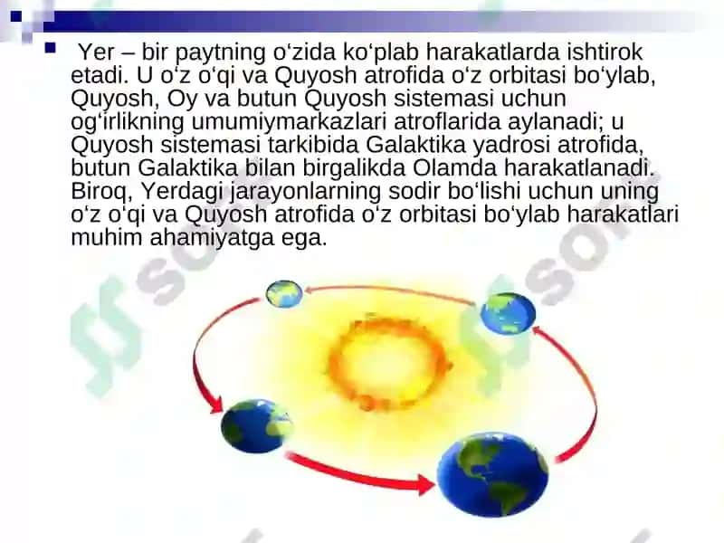 Yerning Quyosh atrofida aylanishining geografik oqibatlari 2