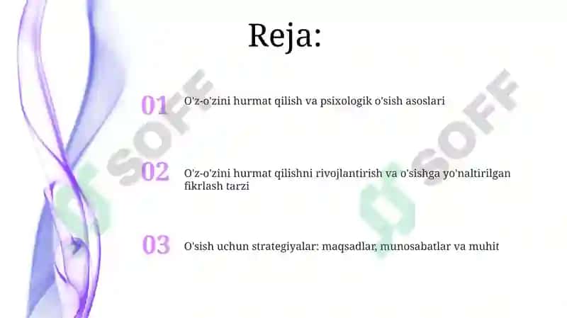 Psixologik o'sish - o'zini qadrlash va o'sish 2
