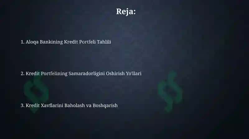 Aloqa Bankining Kredit Portfeli Tahlili 2