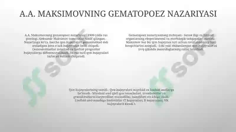 Gematopoez nazariyalari tarixi 2