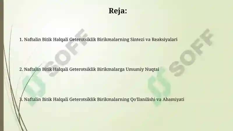 Naftalin jipslashgan halqali geterosiklik birikmalar 2