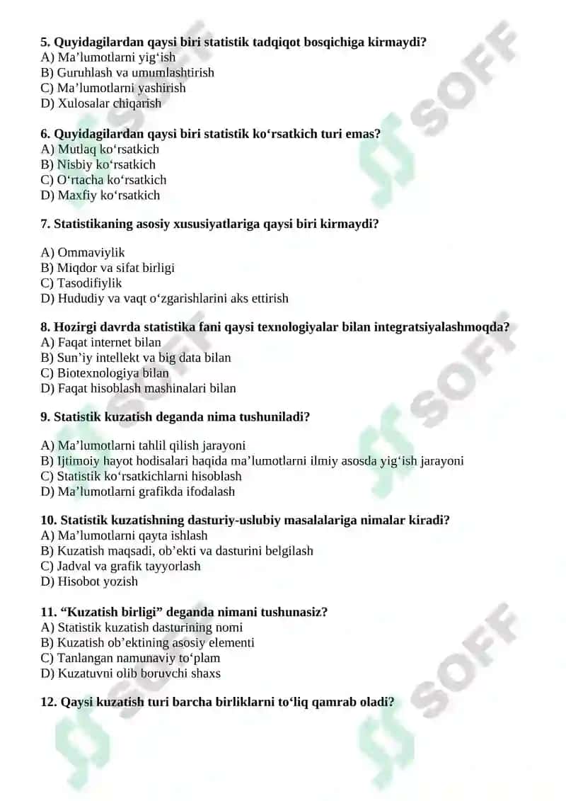 Statistika fanining asosiy tushunchalari 2
