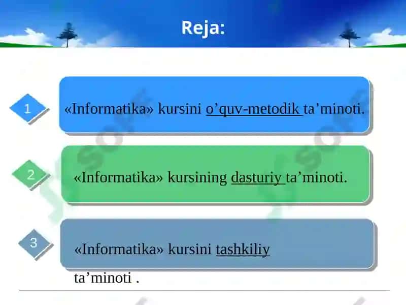O’QITISHNI TASHKIL ETISHDA QO’LLANILADIGAN TA’MINOTLAR 2