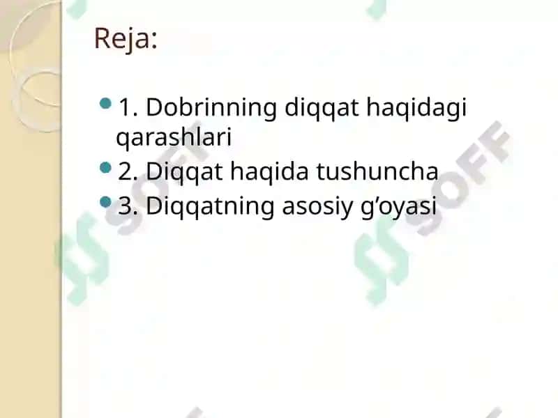 Dobrinning diqqat haqidagi qarashlari 2