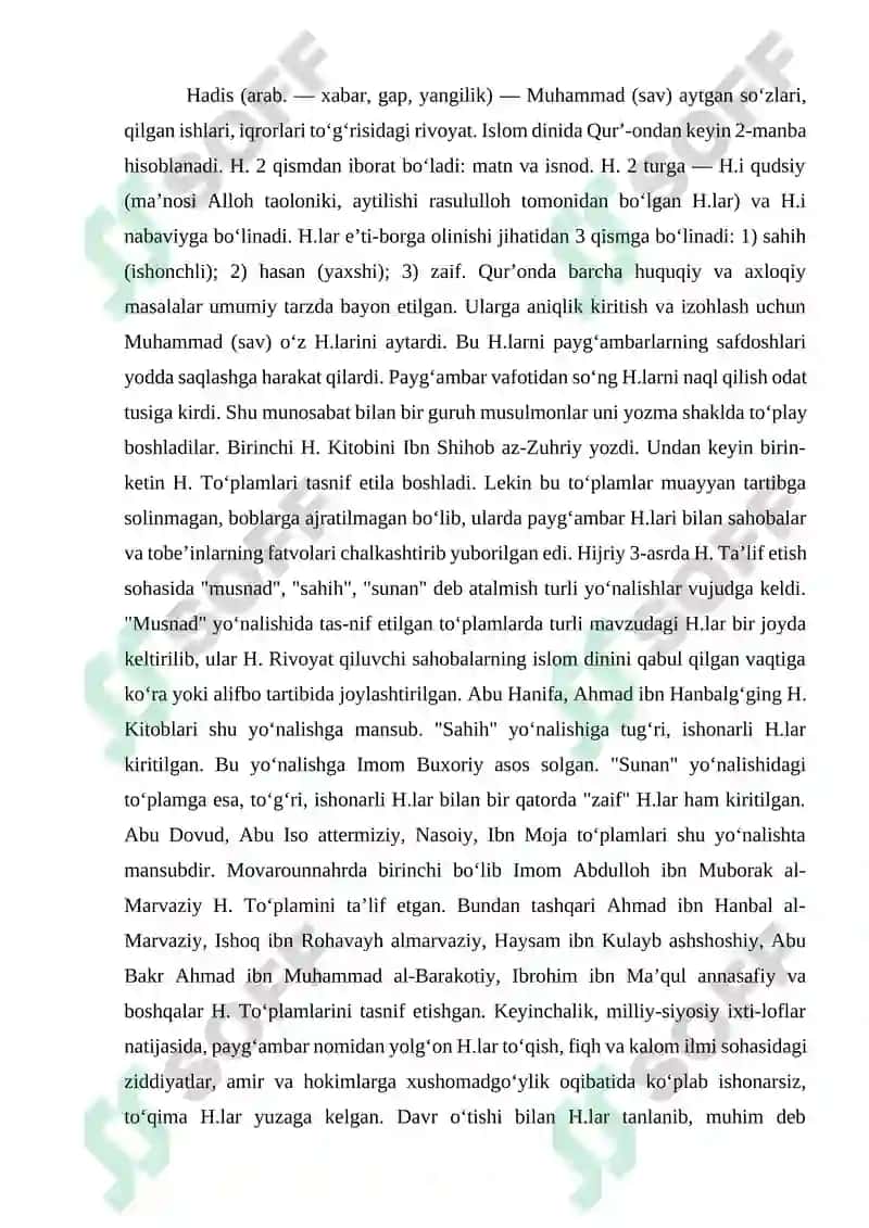 Hadisi sharif uchun umumiy qadriyatlar 2