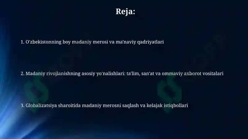 Oʻzbekistondagi madaniy va maʼnaviy taraqqiyot 2
