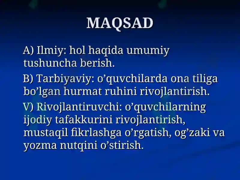 HOL HAQIDA UMUMIY MA’LUMOT 2