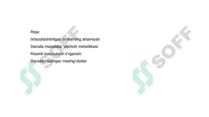 Matematikaga ixtisoslashtirilgan boshlang‘ich sinflarda o‘qitish xususiyatlariTayyorladi:QobilovaOminaxon 2
