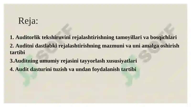 AUDITORLIK TEKSHIRUVINI REJALASHTIRISH 2