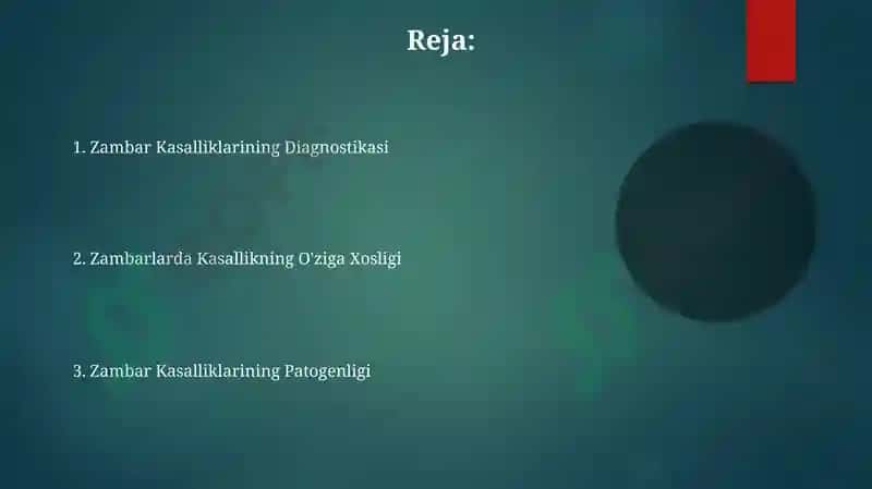 Zambar Kasalliklarining O'ziga Xosligi 2