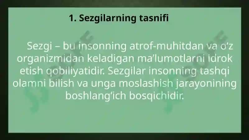 Sezgilarning tasnifi 2