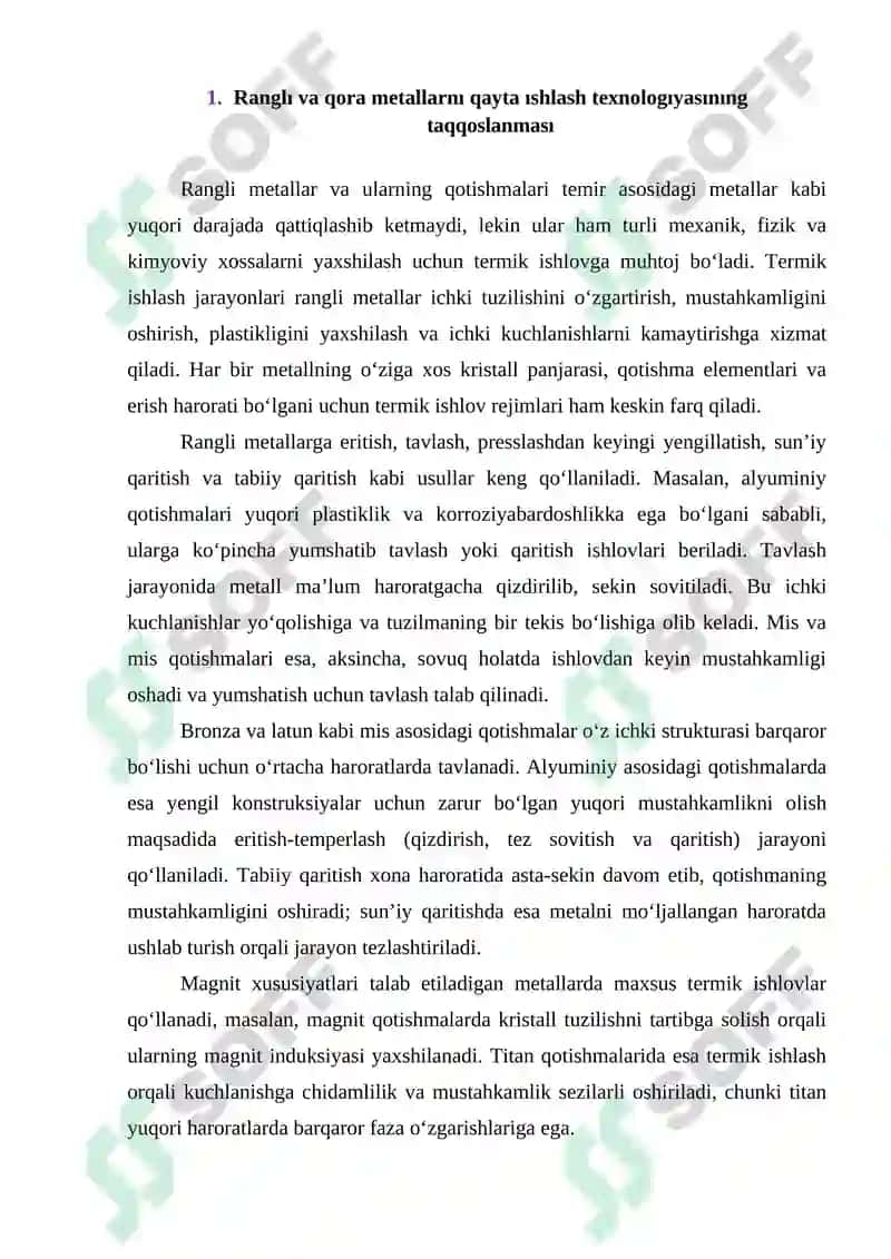 Rangli metallarni termik ishlash asoslari. 2