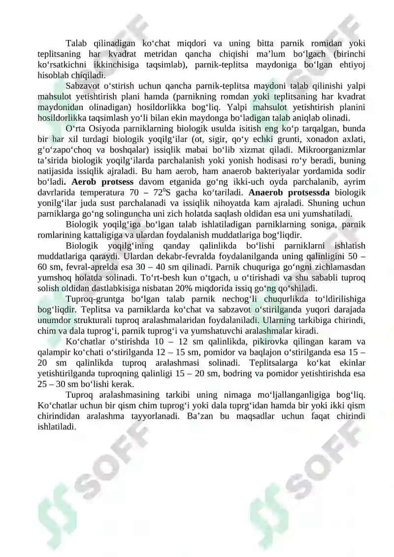 Parnik va issiqxona maydonida ko‘chat o‘stirish 2