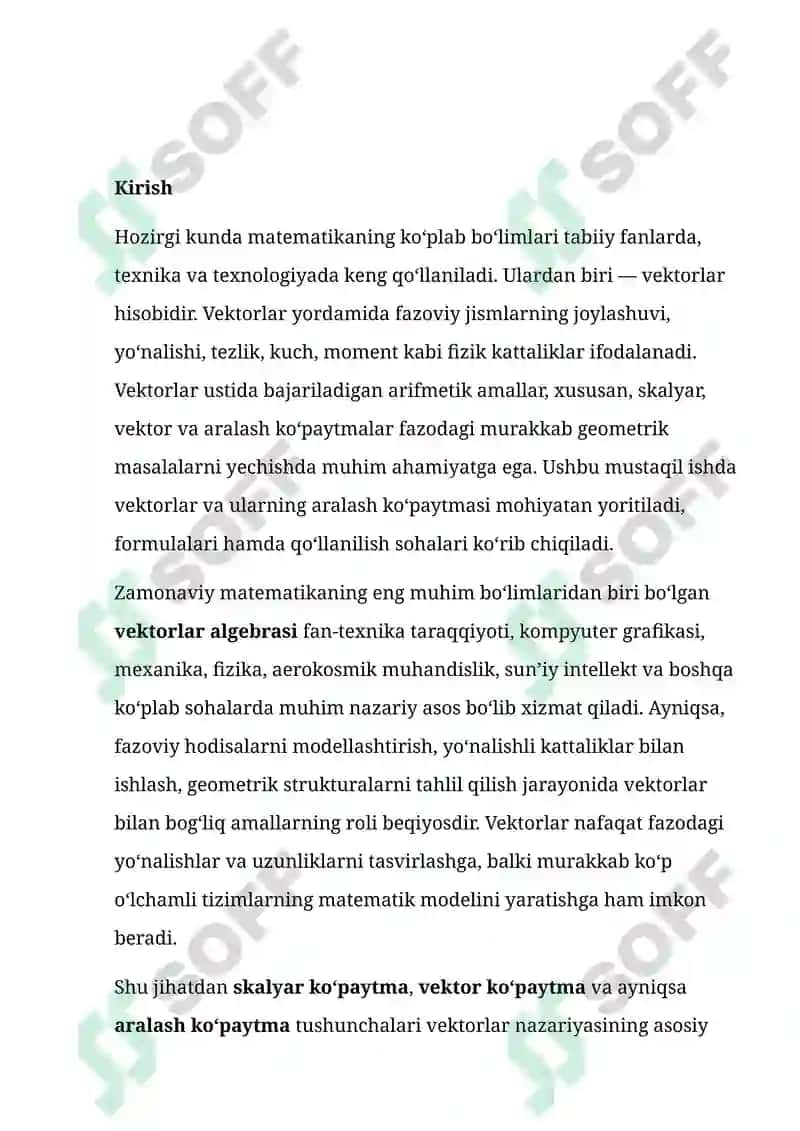 Vektor va Aralash Ko'paytma 2