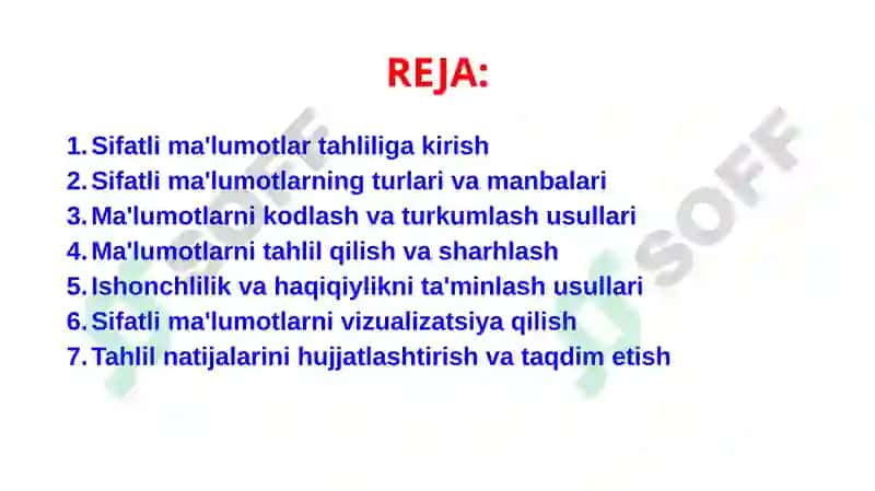 Sifatli ma'lumotlarni tahlil qilish 2