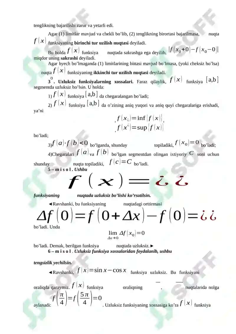 Funksiyaning uzluksizligi 2