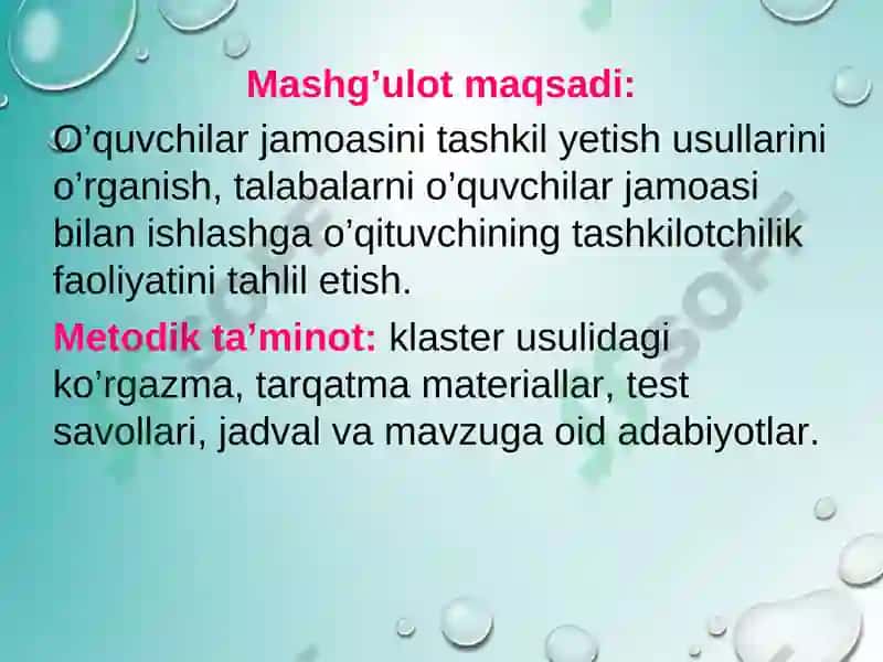 O’quvchilar jamoasi bilan ishlash 2