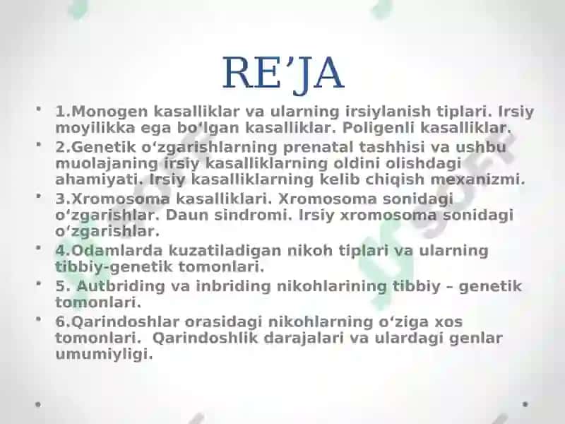Irsiy kasallikning tasnifi 2