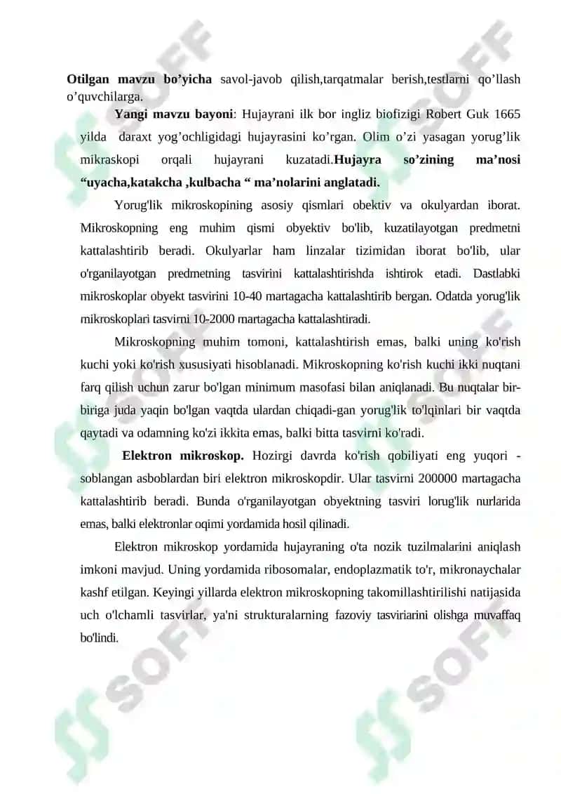 Hujayrani o’rganish usullari 9-sinf 2
