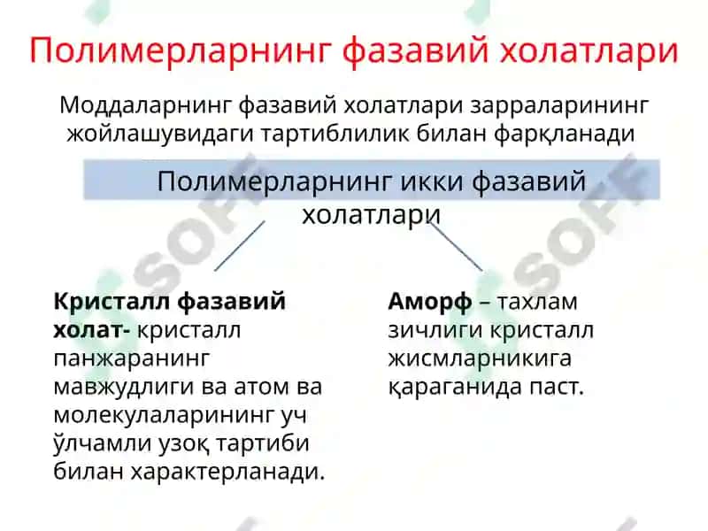 Полимерларнинг физик ва фазавий ҳолатлари 2