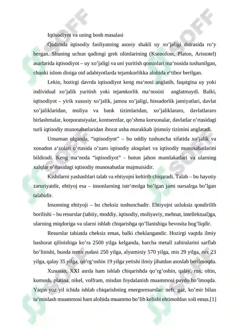 Iqtisodiyot va uning bosh masalasi 2