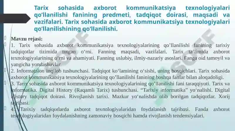 Tarix sohasida axborot kommunikatsiya texnologiyalari 2