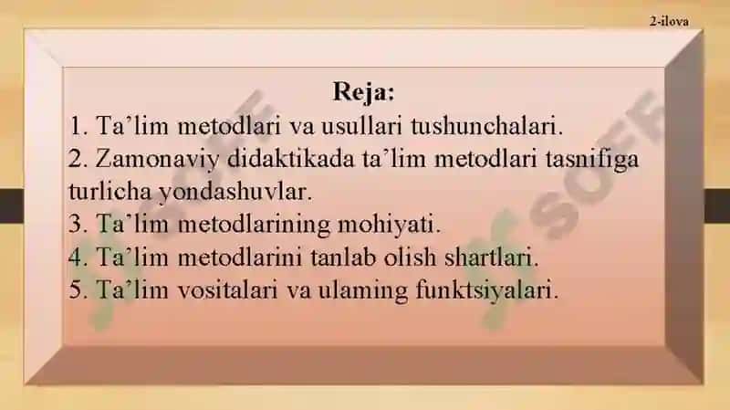 TA’LIM METODLARIVA VOSITALARI 2