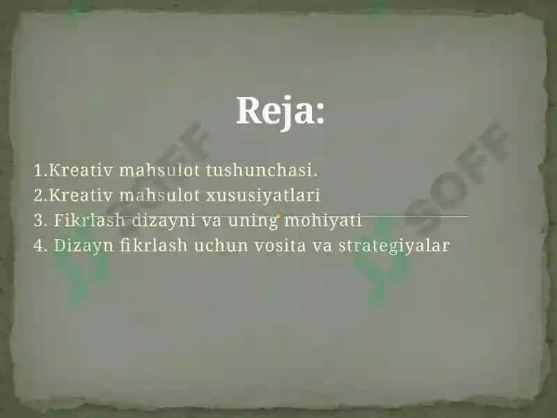 Kreativ mahsulot va fikrlash dizayni (“Design thinking”) 2