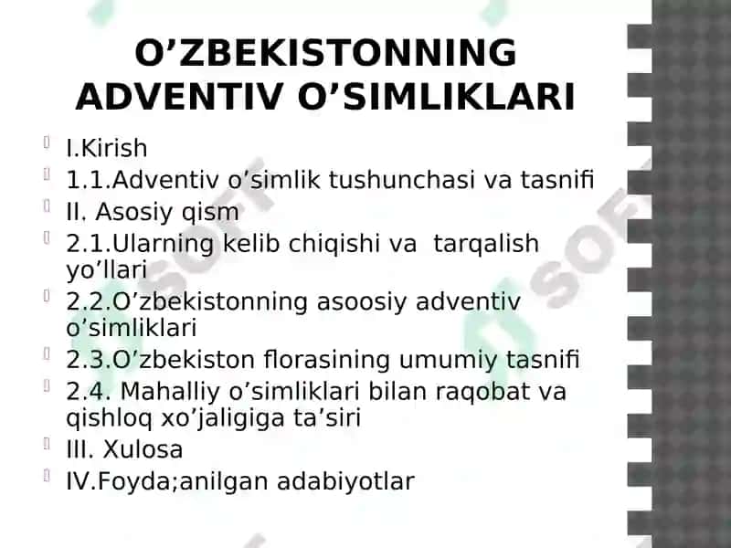 O’zbekistonning adventiv o’simliklari 2