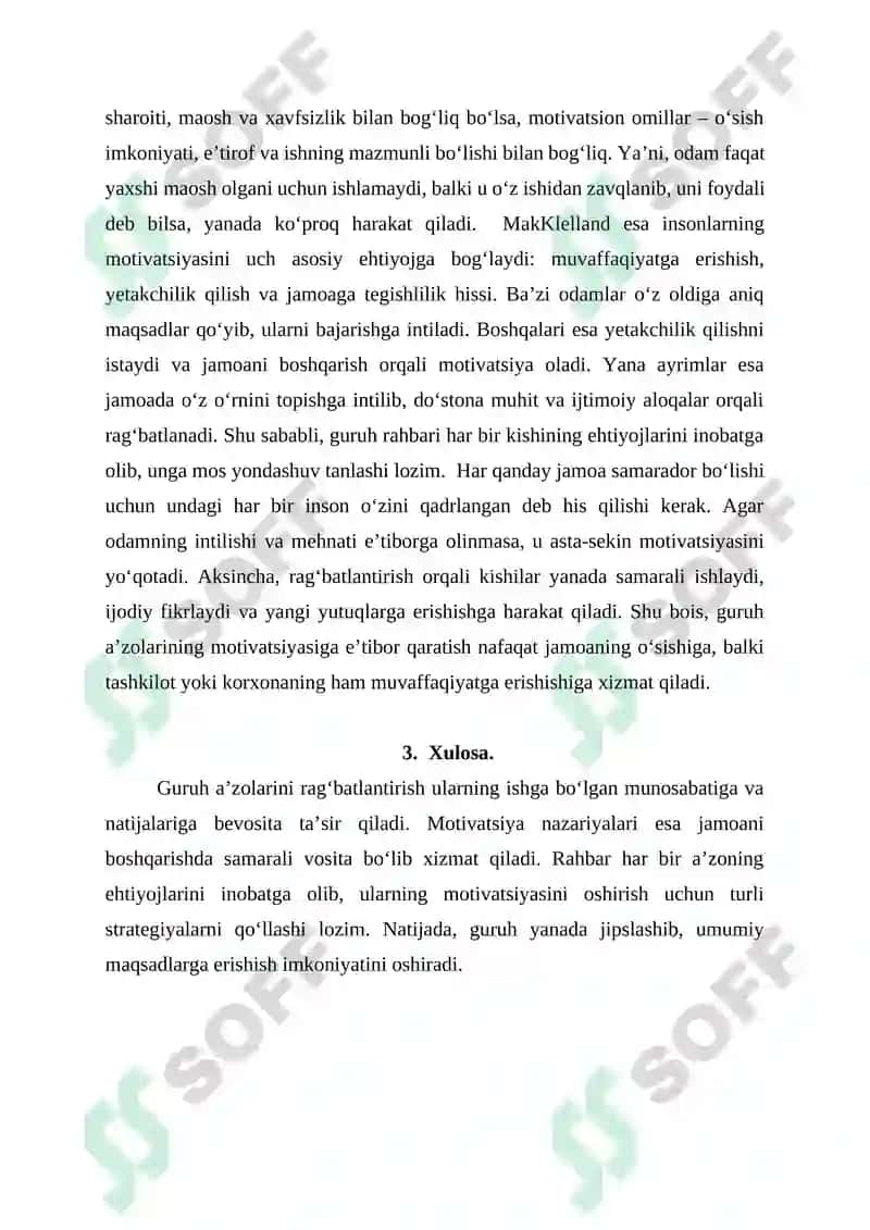 Guruh a'zolarini rag'batlantirish. Motivatsiya nazaryalari 2