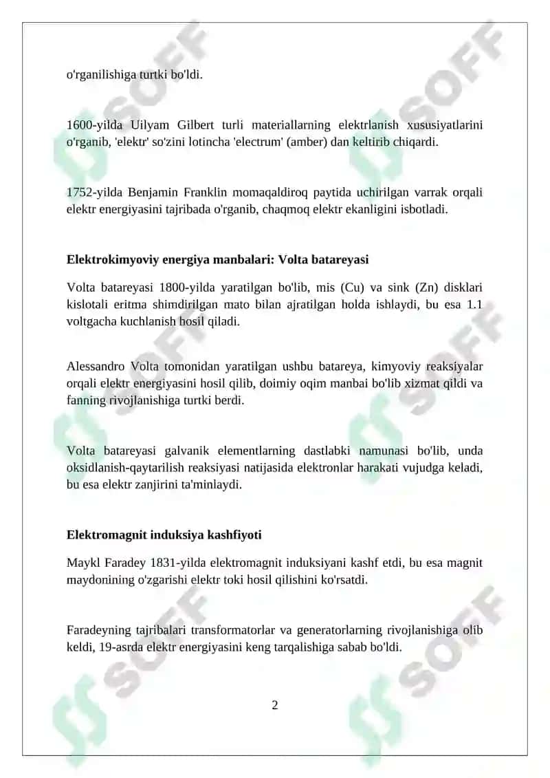 Elektr energetika rivojlanish tarixi 2