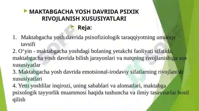 MAKTABGACHAYOSH DAVRIDA PSIXIKRIVOJLANISHXUSUSIYATLARI 2