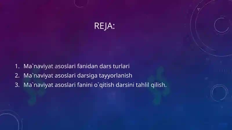 Ma`naviyat Asoslari Fanidan Darslar 2