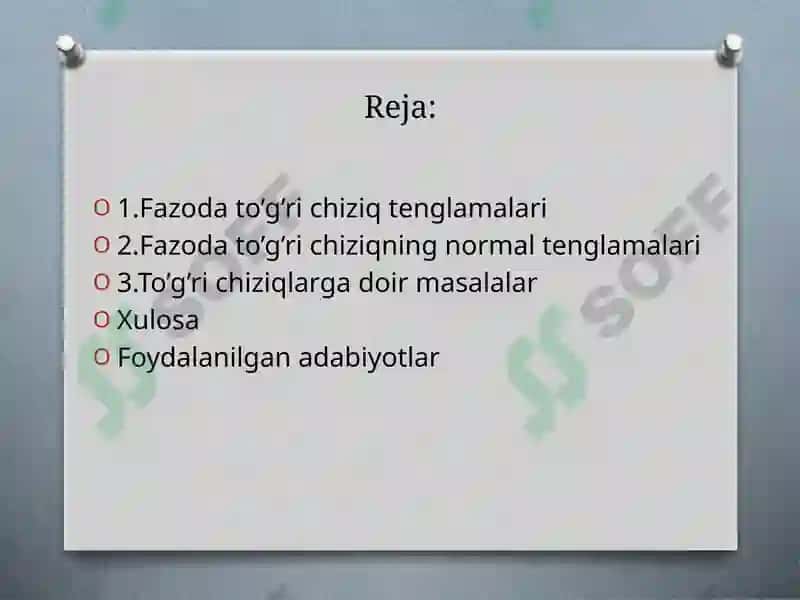 Fazoda to’g’ri chiziq tenglamalari 2
