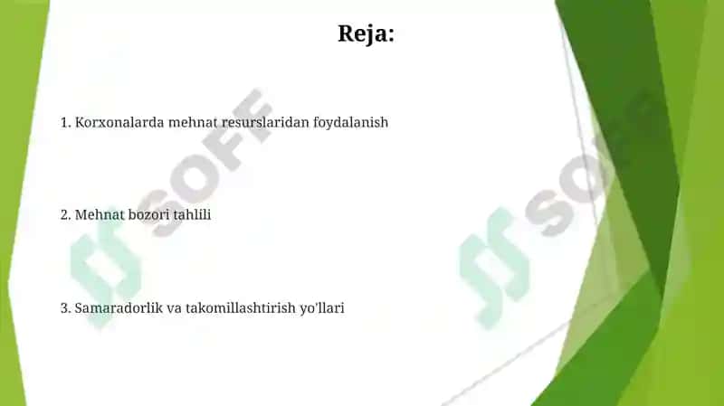 Mehnat bozori va korxonalarda mehnat resurslaridan foydalanish 2