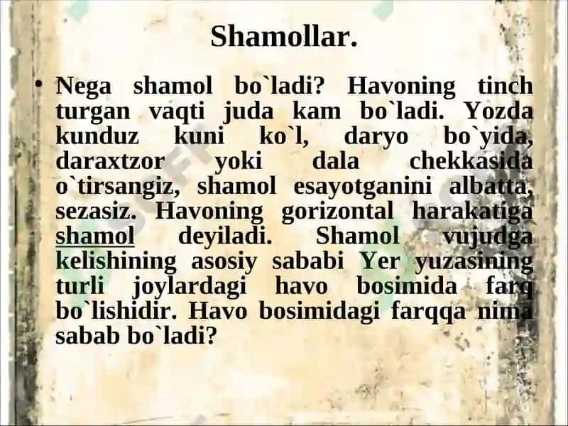 Shamollar va havo massalari 2