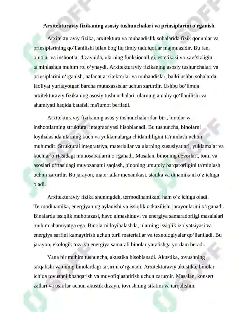 Arxitekturaviy Fizika Asoslari 2