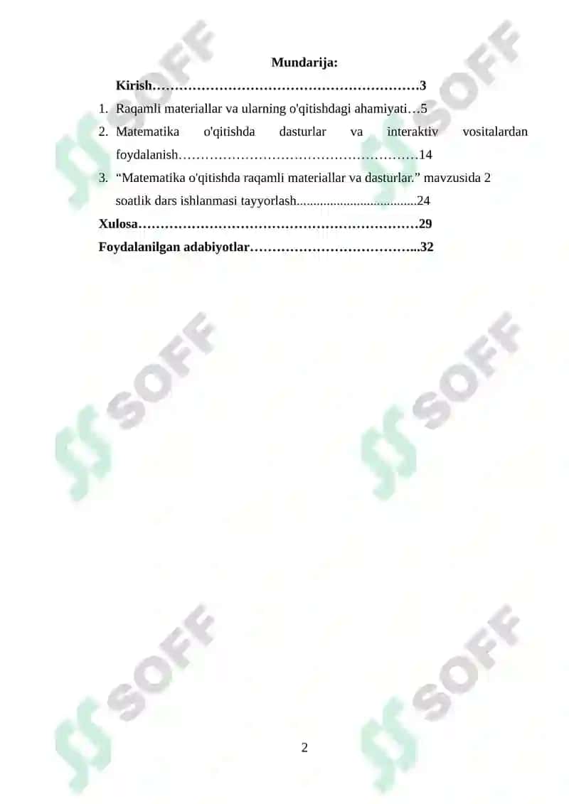 Matematika oʻqitish metodikasi 2