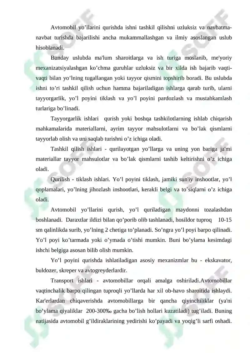 AVTOMOBIL YO’LLARINI QURISH VA QAYTA QURISH 2